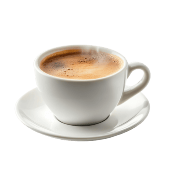 Eine Tasse mit frischem, heißen Kaffee